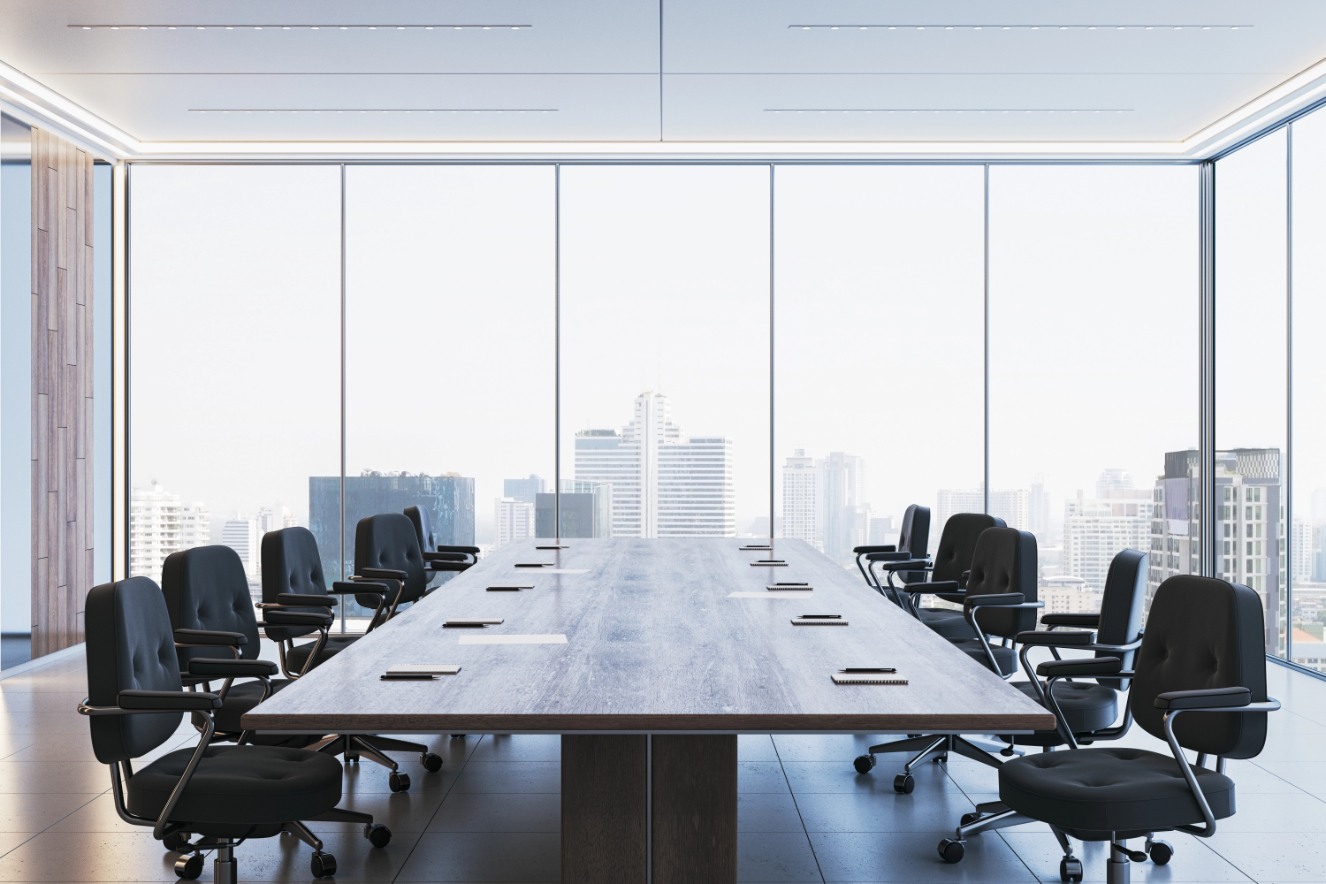 Spacious Corporate Boardroom Sleek Black